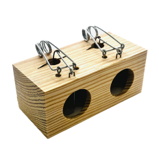 Piège à souris en bois avec 2 trous
